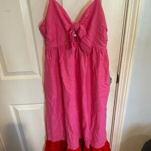 Elegant Pink Bow-Tie Dress